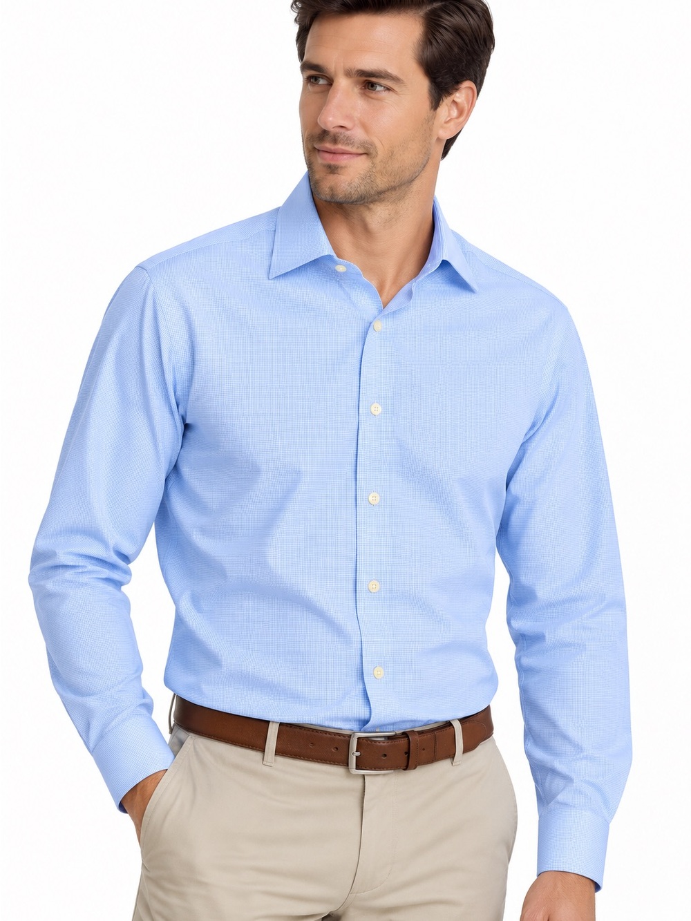 Brooks Brothers Regent Blue Check Supima Cotton Non-Iron Shirt 16.5 33
